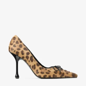 Zapatos de salón Scarlett 95 de potro con estampado de leopardo natural