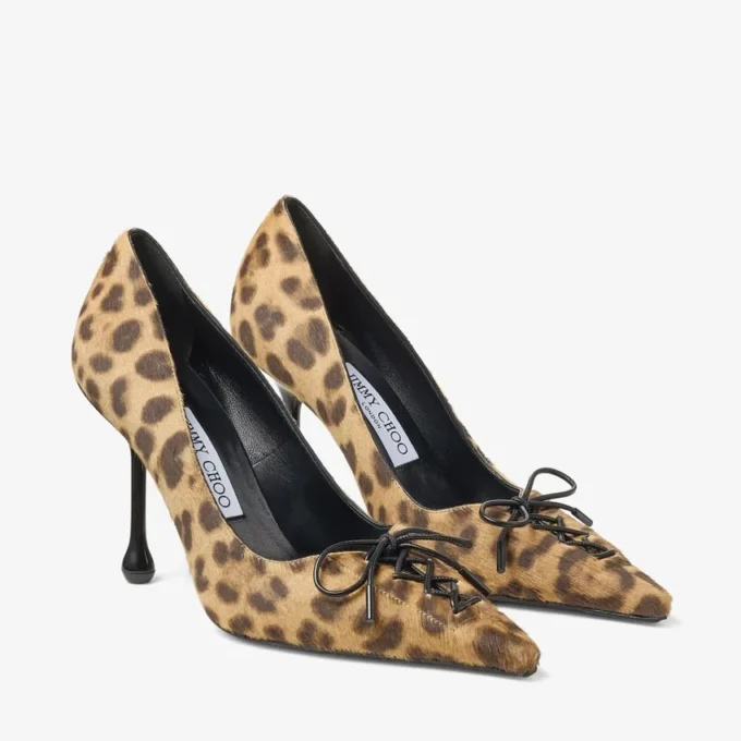 Zapatos de salón Scarlett 95 de potro con estampado de leopardo natural