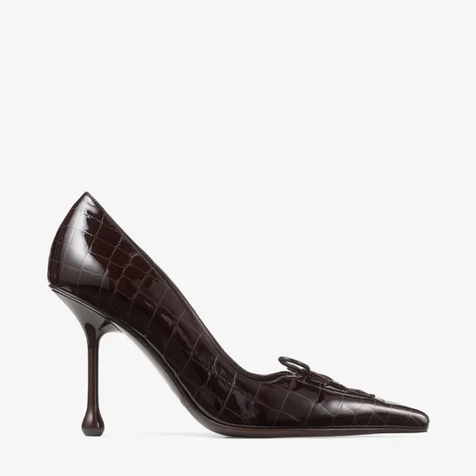 Zapatos de salón Scarlett 95 Sambuco de piel brillante con relieve de cocodrilo Zapatos de salón Scarlett 95 Sambuco de piel brillante con relieve de cocodrilo