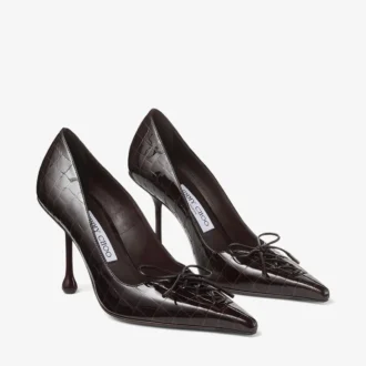 Zapatos de salón Scarlett 95 Sambuco de piel brillante con relieve de cocodrilo