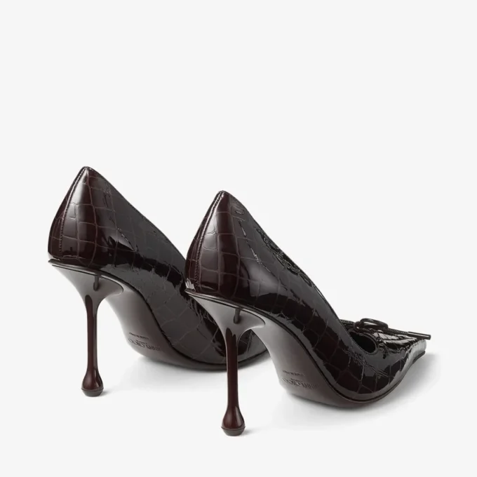 Zapatos de salón Scarlett 95 Sambuco de piel brillante con relieve de cocodrilo Zapatos de salón Scarlett 95 Sambuco de piel brillante con relieve de cocodrilo