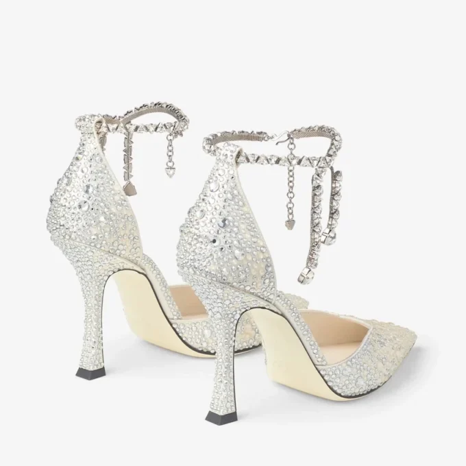 Zapatos de salón Stevie 100 de satén marfil con cristales Zapatos de salón Stevie 100 de satén marfil con cristales