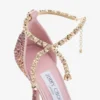 Zapatos de salón Stevie 100 de satén sedoso color rosa palo con cristales Zapatos de salón Stevie 100 de satén sedoso color rosa palo con cristales