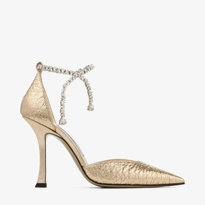 Zapatos de salón Stevie 100 dorados con efecto metalizado arrugado Zapatos de salón Stevie 100 dorados con efecto metalizado arrugado