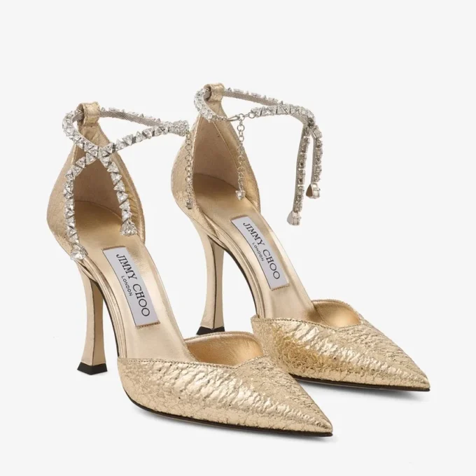 Zapatos de salón Stevie 100 dorados con efecto metalizado arrugado Zapatos de salón Stevie 100 dorados con efecto metalizado arrugado