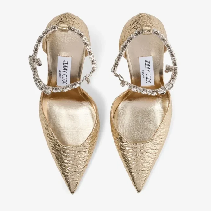 Zapatos de salón Stevie 100 dorados con efecto metalizado arrugado Zapatos de salón Stevie 100 dorados con efecto metalizado arrugado