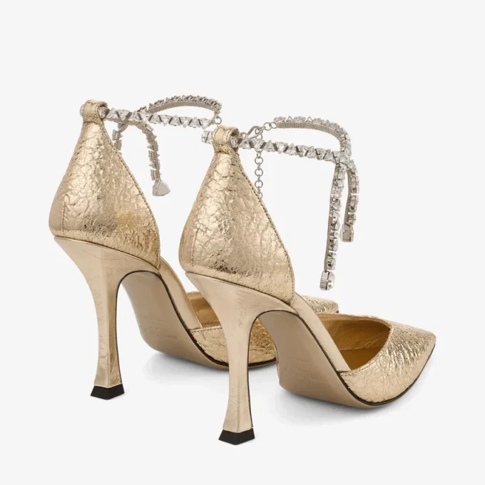 Zapatos de salón Stevie 100 dorados con efecto metalizado arrugado Zapatos de salón Stevie 100 dorados con efecto metalizado arrugado