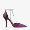 Zapatos de salón Stevie 100 en satén rosa palo y violeta orquídea con cristales degradados Zapatos de salón Stevie 100 en satén rosa palo y violeta orquídea con cristales degradados