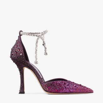 Zapatos de salón Stevie 100 en satén rosa palo y violeta orquídea con cristales degradados