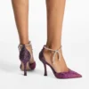 Zapatos de salón Stevie 100 en satén rosa palo y violeta orquídea con cristales degradados Zapatos de salón Stevie 100 en satén rosa palo y violeta orquídea con cristales degradados