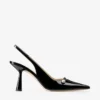Zapatos de tacón con talón abierto Amita 85 de napa charol negra Zapatos de tacón con talón abierto Amita 85 de napa charol negra
