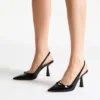 Zapatos de tacón con talón abierto Amita 85 de napa charol negra Zapatos de tacón con talón abierto Amita 85 de napa charol negra