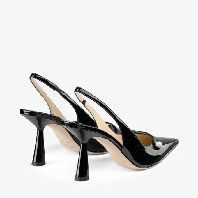 Zapatos de tacón con talón abierto Amita 85 de napa charol negra Zapatos de tacón con talón abierto Amita 85 de napa charol negra