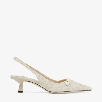 Zapatos de tacón con tiras traseras Amita 45 de rafia fina natural