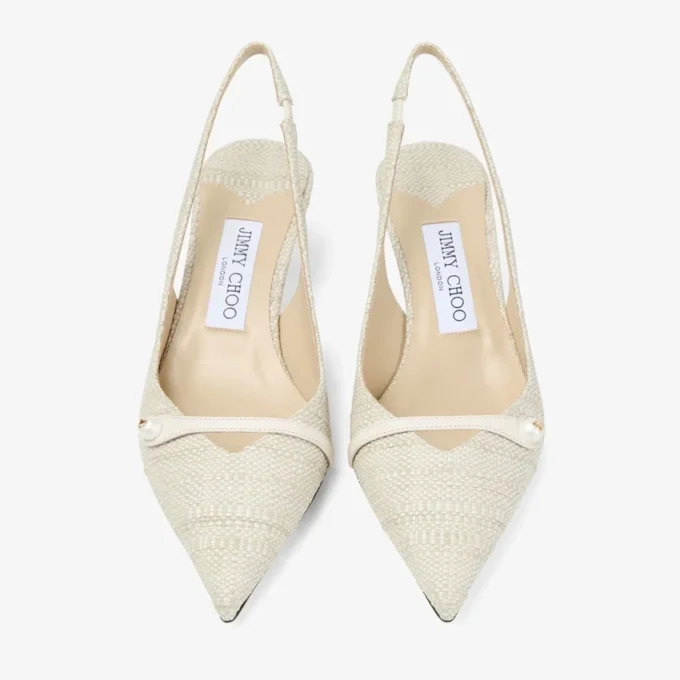 Zapatos de tacón con tiras traseras Amita 45 de rafia fina natural Zapatos de tacón con tiras traseras Amita 45 de rafia fina natural