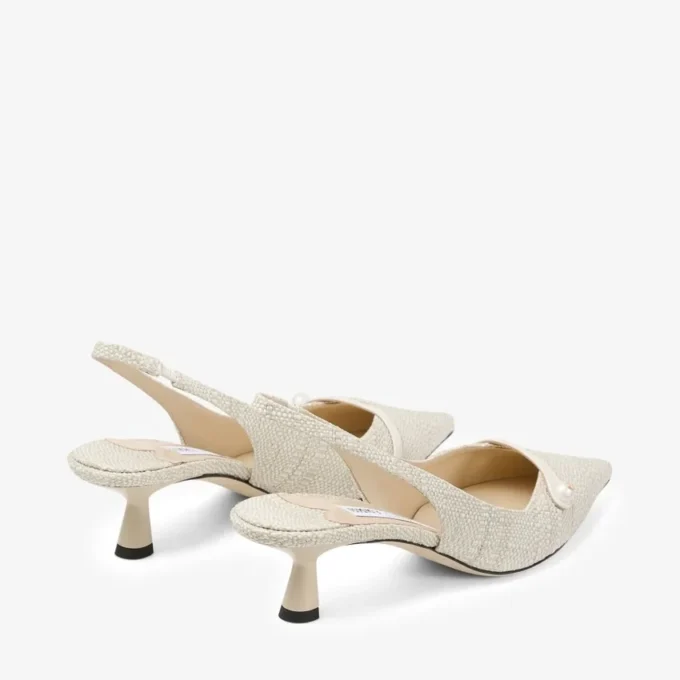 Zapatos de tacón con tiras traseras Amita 45 de rafia fina natural Zapatos de tacón con tiras traseras Amita 45 de rafia fina natural