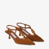 Zapatos de tacón con tiras traseras Lauri 50 en ante mixto color tostado con abalorios Zapatos de tacón con tiras traseras Lauri 50 en ante mixto color tostado con abalorios