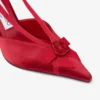 Zapatos de tacón Faya 95 en satén rojo rubí y grosgrain Zapatos de tacón Faya 95 en satén rojo rubí y grosgrain