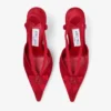 Zapatos de tacón Faya 95 en satén rojo rubí y grosgrain Zapatos de tacón Faya 95 en satén rojo rubí y grosgrain