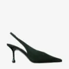 Zapatos de tacón Isa 80 de ante verde británico con tacones de lunares