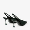 Zapatos de tacón Isa 80 de ante verde británico con tacones de lunares