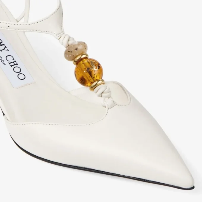 Zapatos de tacón Lauri 50 en color latte mixto de piel napa con abalorios Zapatos de tacón Lauri 50 en color latte mixto de piel napa con abalorios
