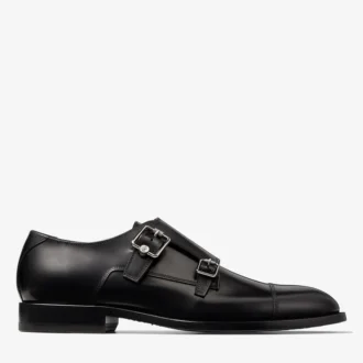 Zapatos Finnion con hebilla, de cuero cepillado negro