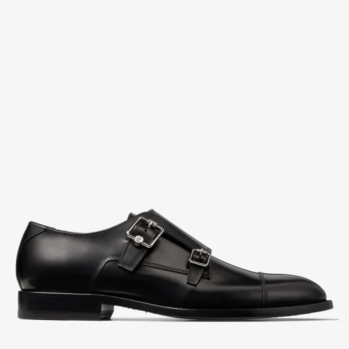 Zapatos Finnion con hebilla, de cuero cepillado negro Zapatos Finnion con hebilla, de cuero cepillado negro