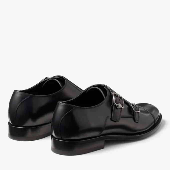 Zapatos Finnion con hebilla, de cuero cepillado negro Zapatos Finnion con hebilla, de cuero cepillado negro